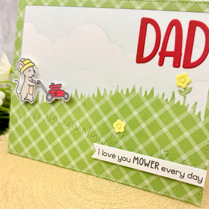 Gardening Mouse 'I Love You Mower' Handmade Father's Day Card-2