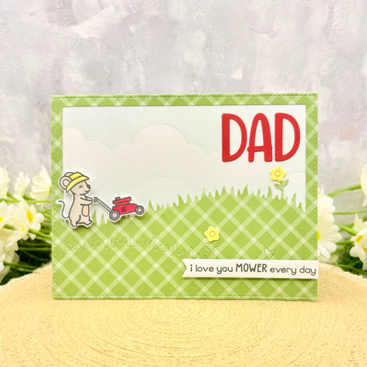 Gardening Mouse 'I Love You Mower' Handmade Father's Day Card