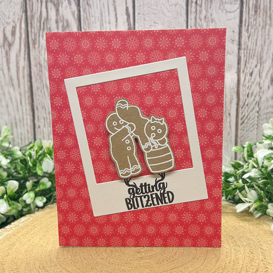 Getting Blitzened Drunk Gingerbread Funny Handmade Christmas Card
