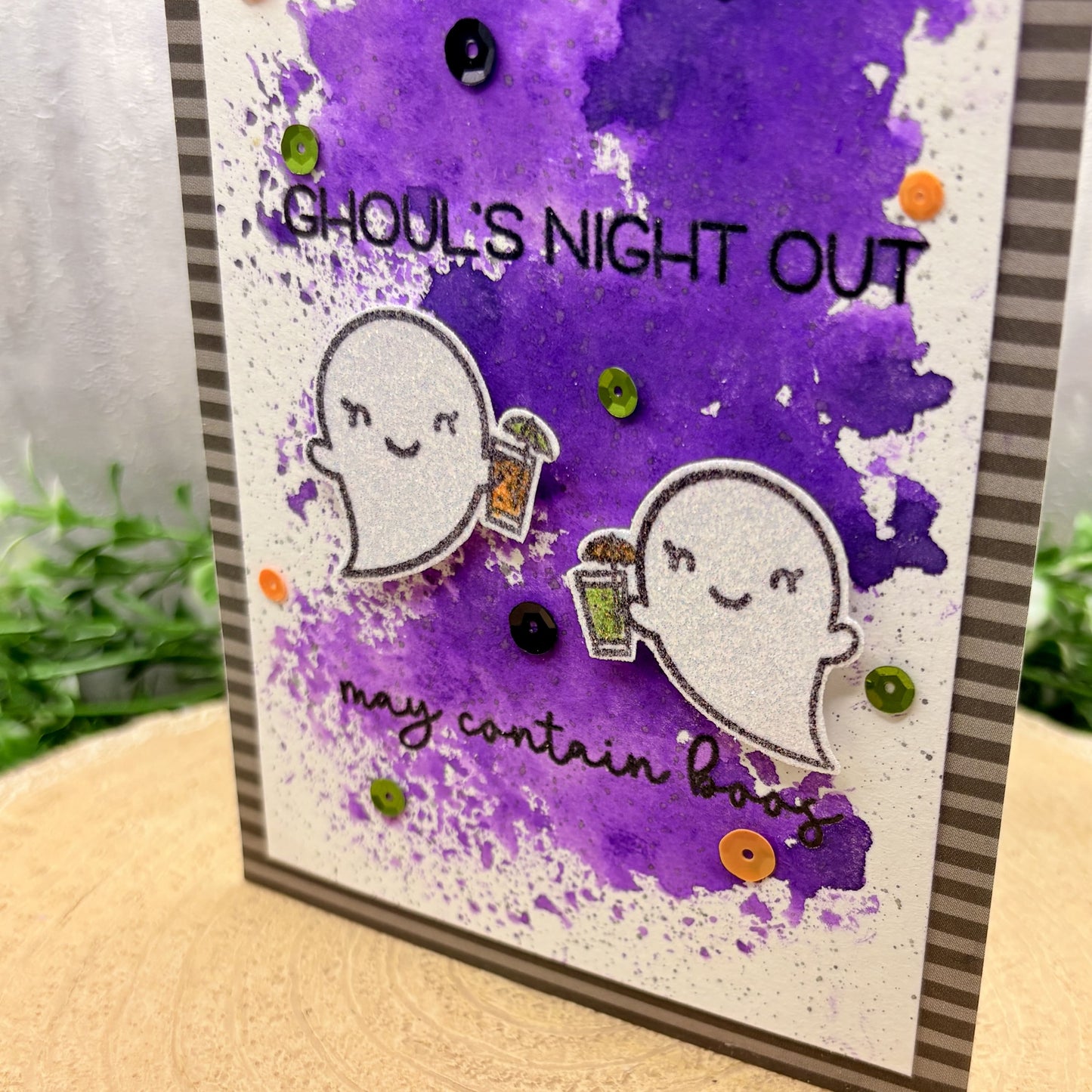 Ghouls Night Out Watercolour Handmade Halloween Card-2