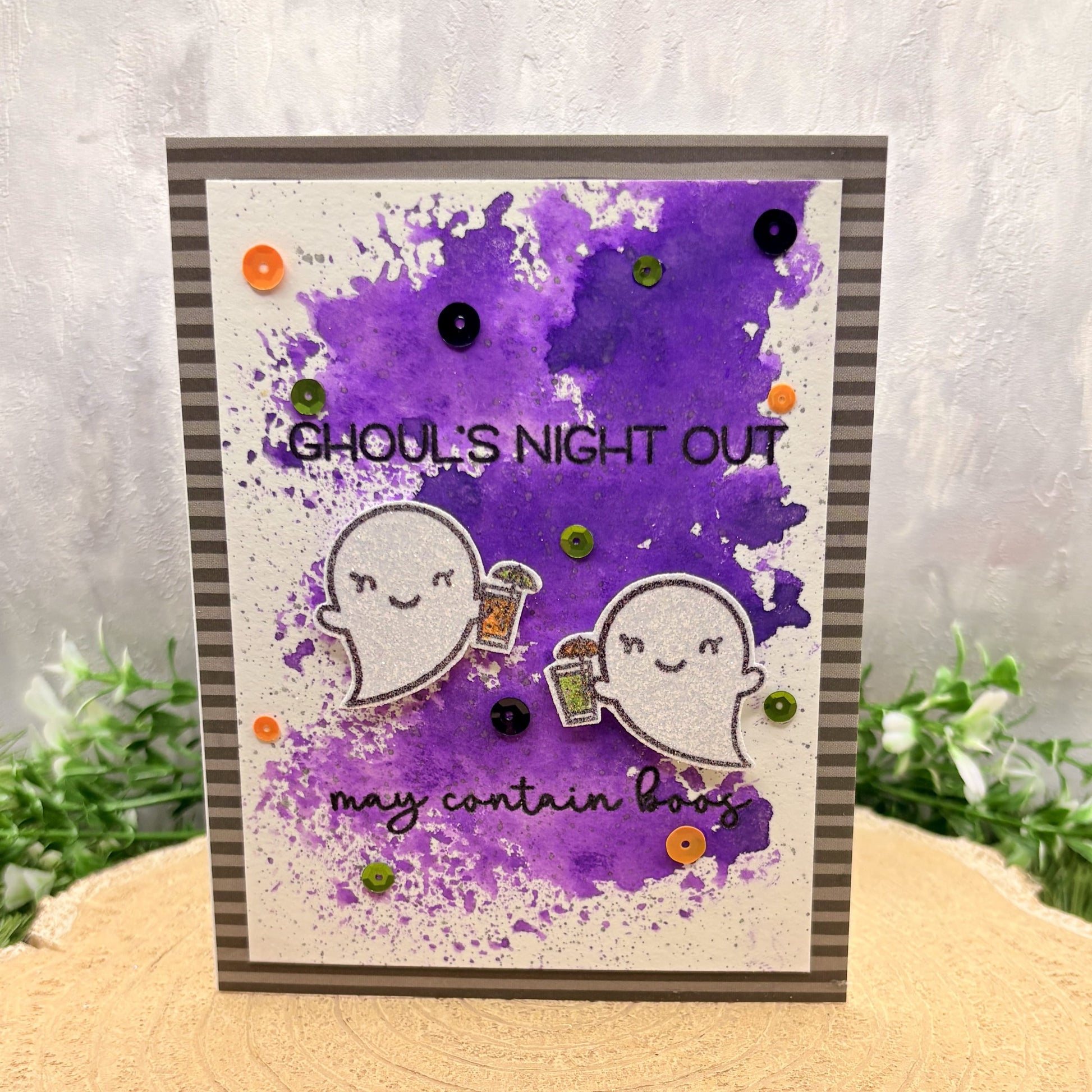 Ghouls Night Out Watercolour Handmade Halloween Card
