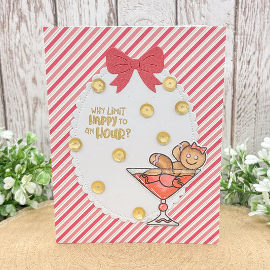 Gingerbread Girl Cocktail Handmade Christmas Card