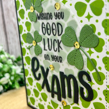 Good Luck Exams Four Leaf Clover Handmade Card-2