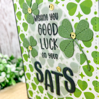 Good Luck SATs Four Leaf Clover Handmade Card-2