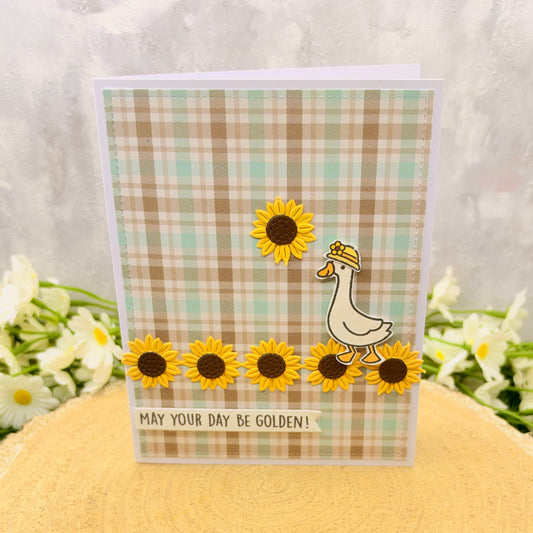 Goose & Sunflowers Handmade Birthday Card-1