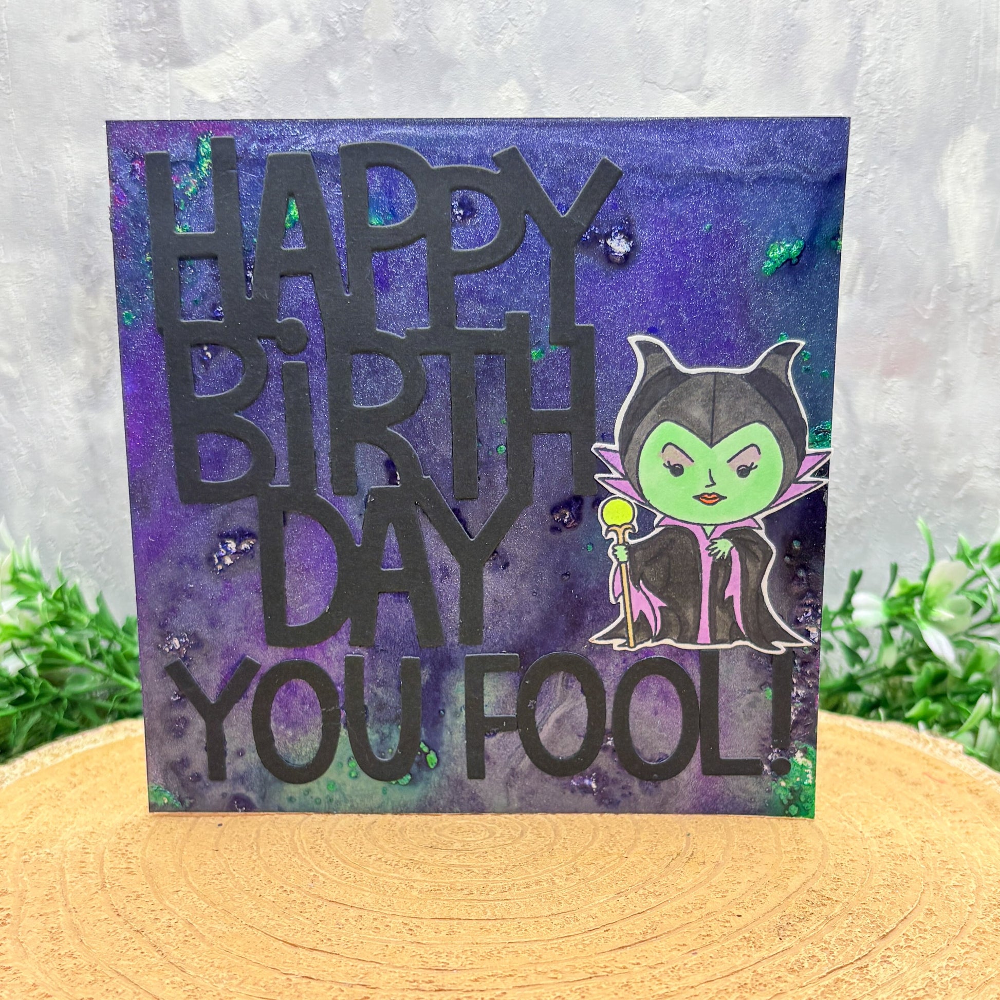 Green Evil Fairy Handmade Character Birthday Card