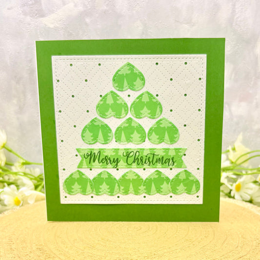 Green Heart Tree Handmade Christmas Card