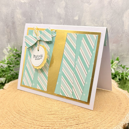 Green & Gold Gift Card Holder Handmade Christmas Card