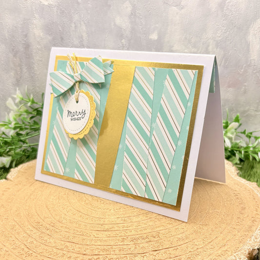 Green & Gold Gift Card Holder Handmade Christmas Card