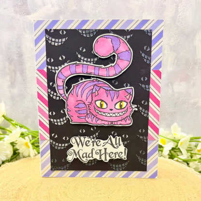 Grinning Cat We're All Made Here Handmade Character Card