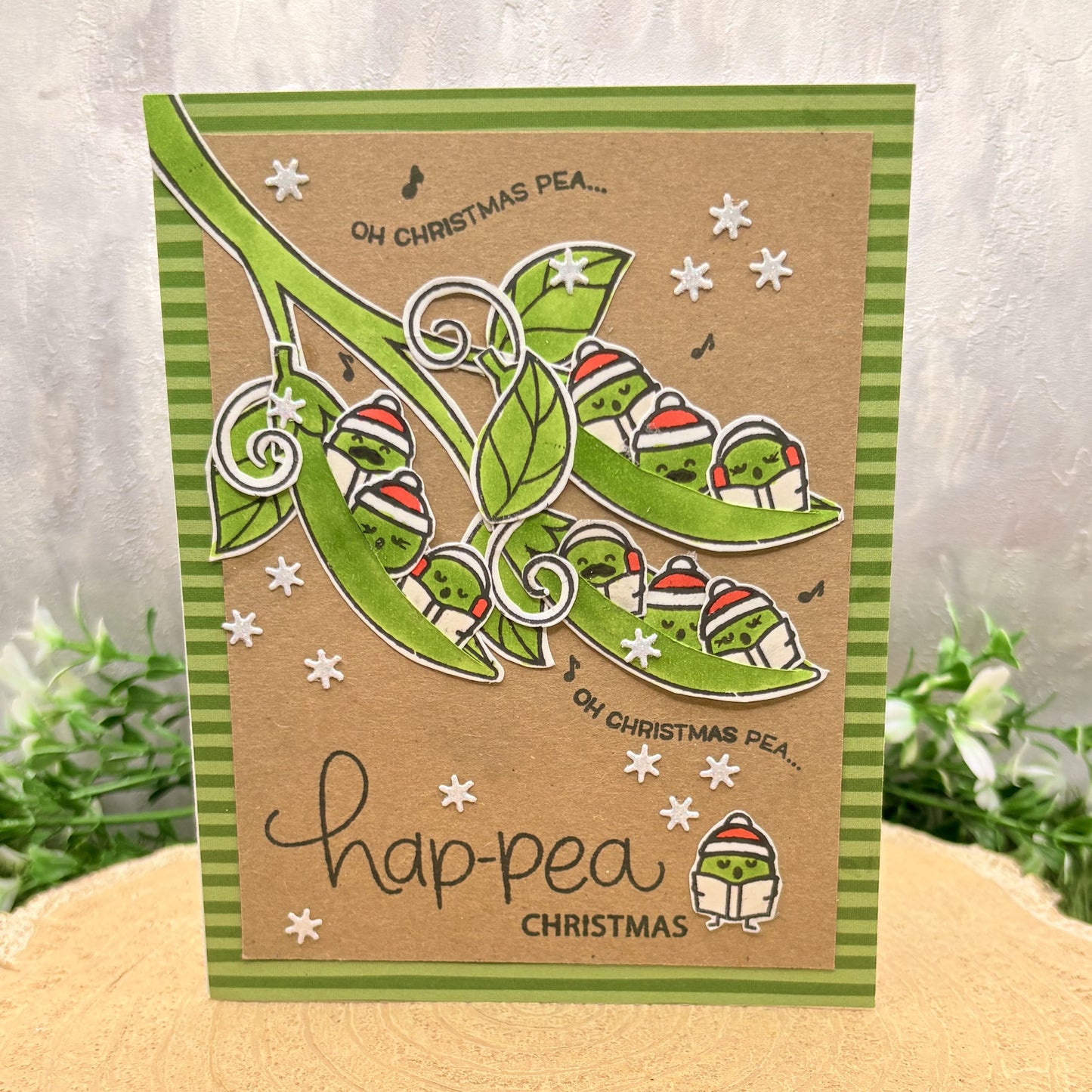 Hap-pea Christmas Singing Peas Handmade Christmas Card