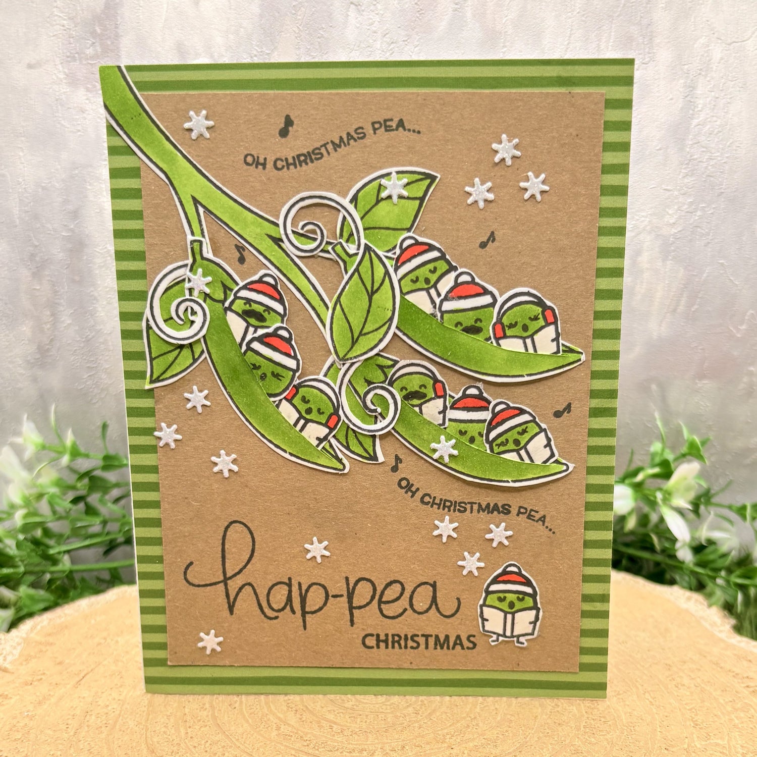 Hap-pea Christmas Singing Peas Handmade Christmas Card