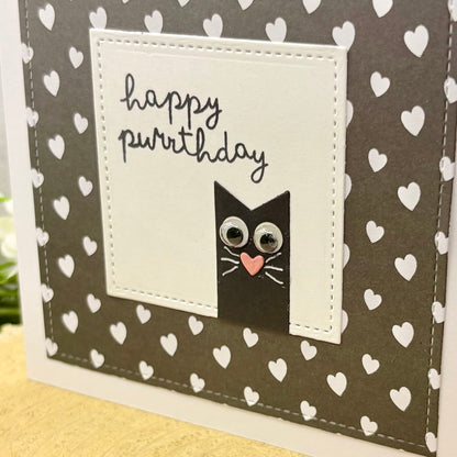 Happy Purrthday Cat Themed Handmade Birthday Card-2
