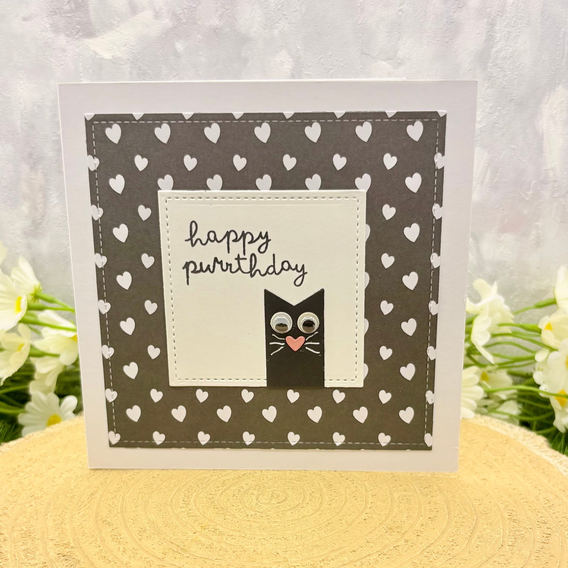 Happy Purrthday Cat Themed Handmade Birthday Card