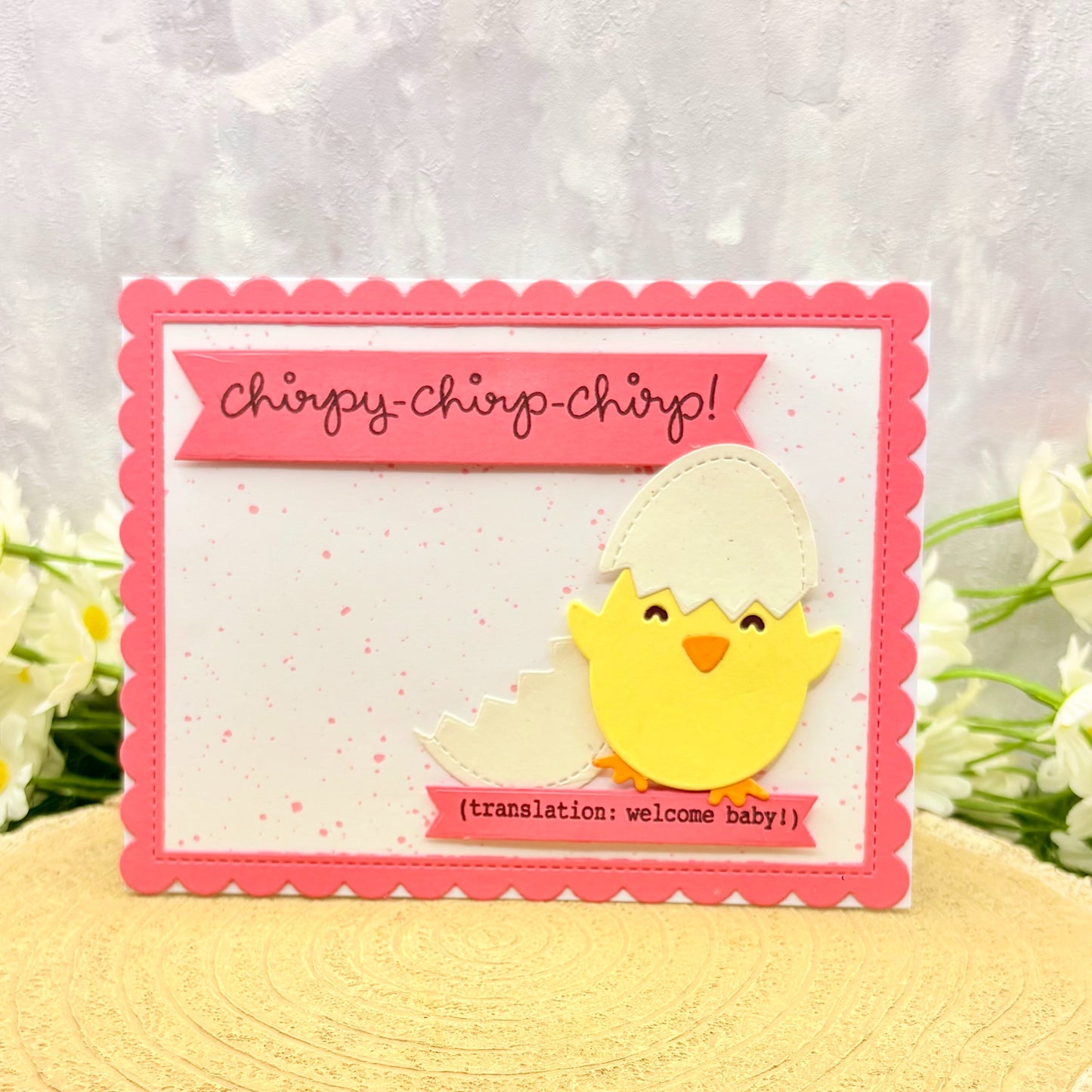 Hatching Chick Handmade New Baby Girl Card
