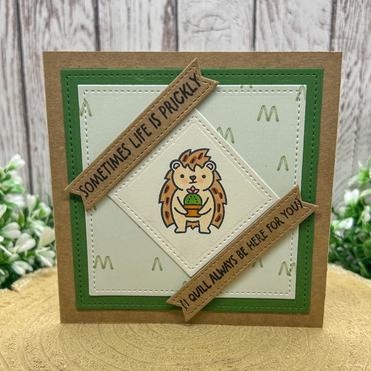 Hedgehog Pun Square Handmade Card