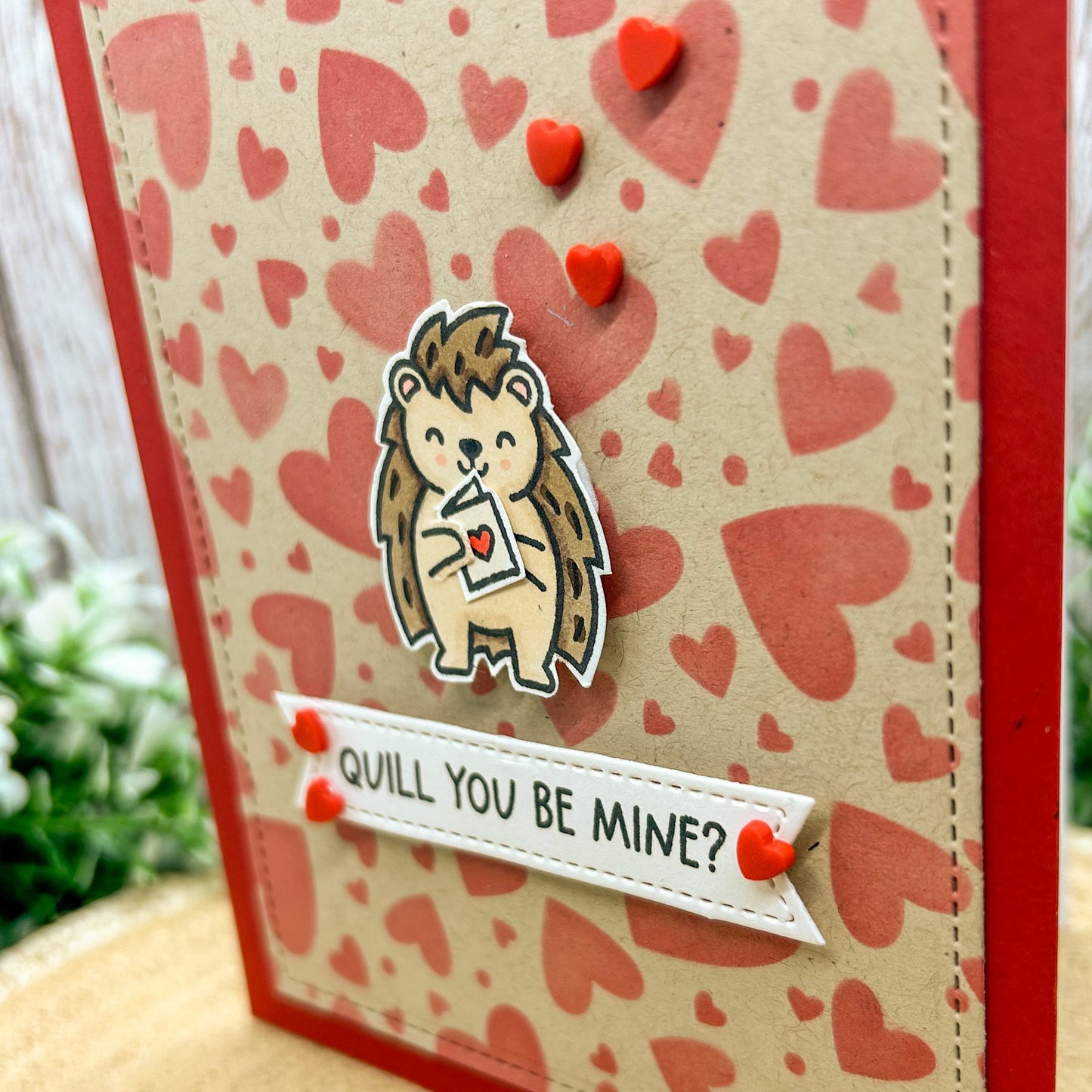 Hedgehog Quill You Be Mine? Handmade Valentine's Day Card