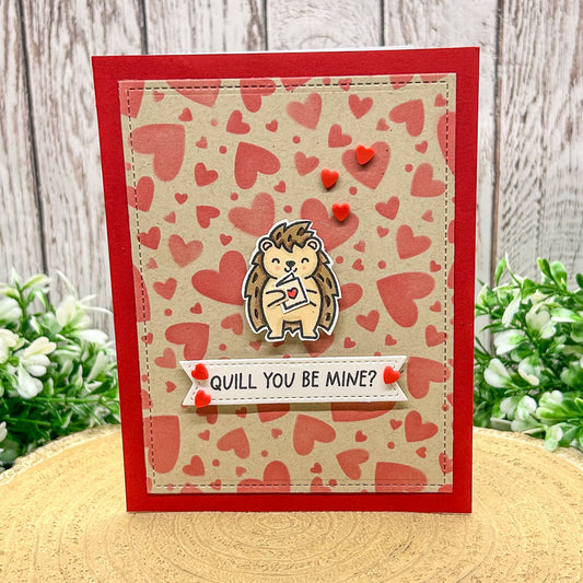Hedgehog Quill You Be Mine? Handmade Valentine's Day Card