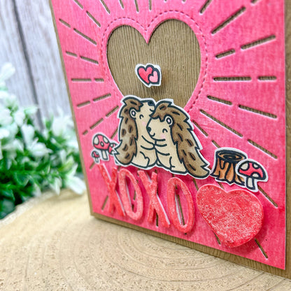 Hedgehogs Hugging XOXO Handmade Valentine's Day Card-2