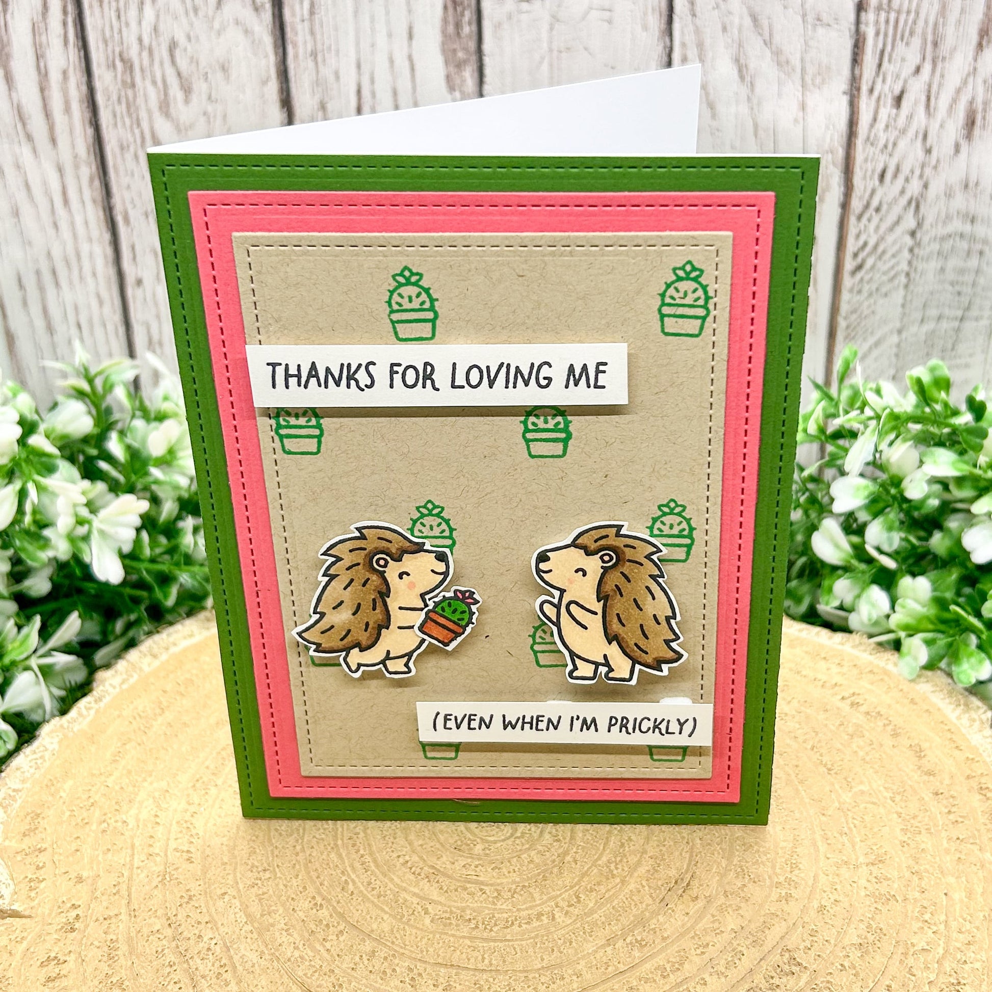 Hedgehogs Thanks For Loving Me Handmade Valentine's Day Card-1