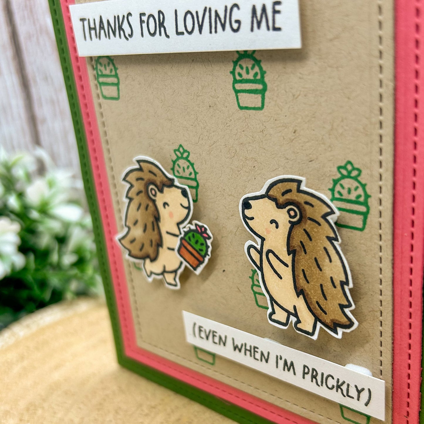 Hedgehogs Thanks For Loving Me Handmade Valentine's Day Card-2