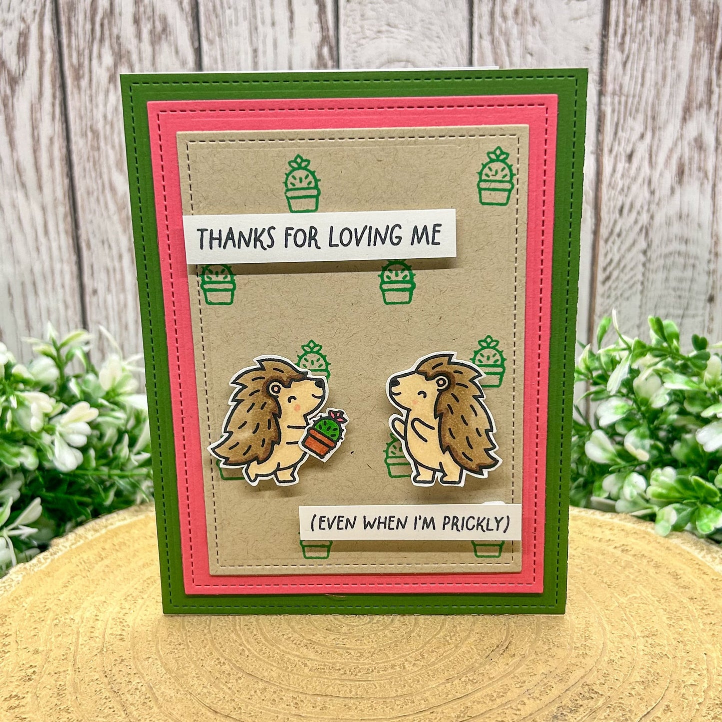 Hedgehogs Thanks For Loving Me Handmade Valentine's Day Card