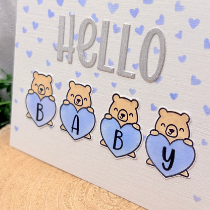 Hello Baby Boy Handmade New Baby Card-2