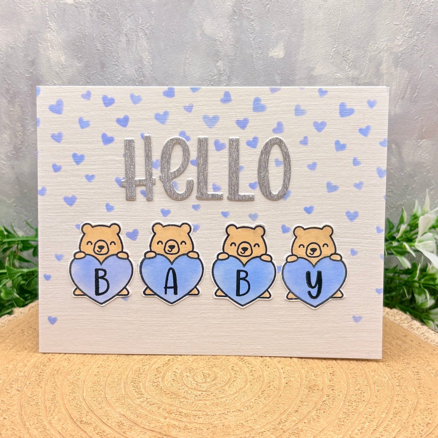 Hello Baby Boy Handmade New Baby Card