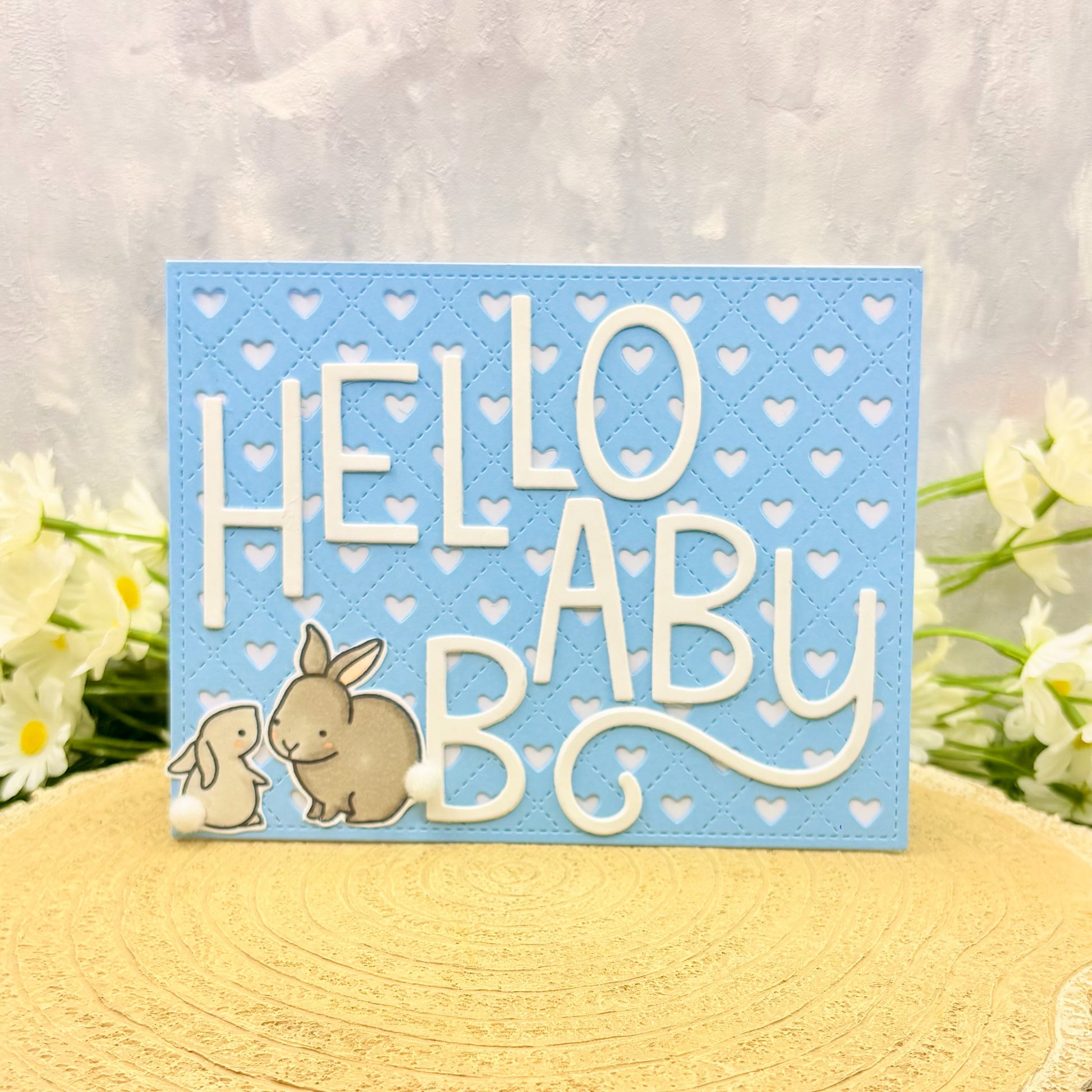 Hello Baby Boy Handmade New Baby Card