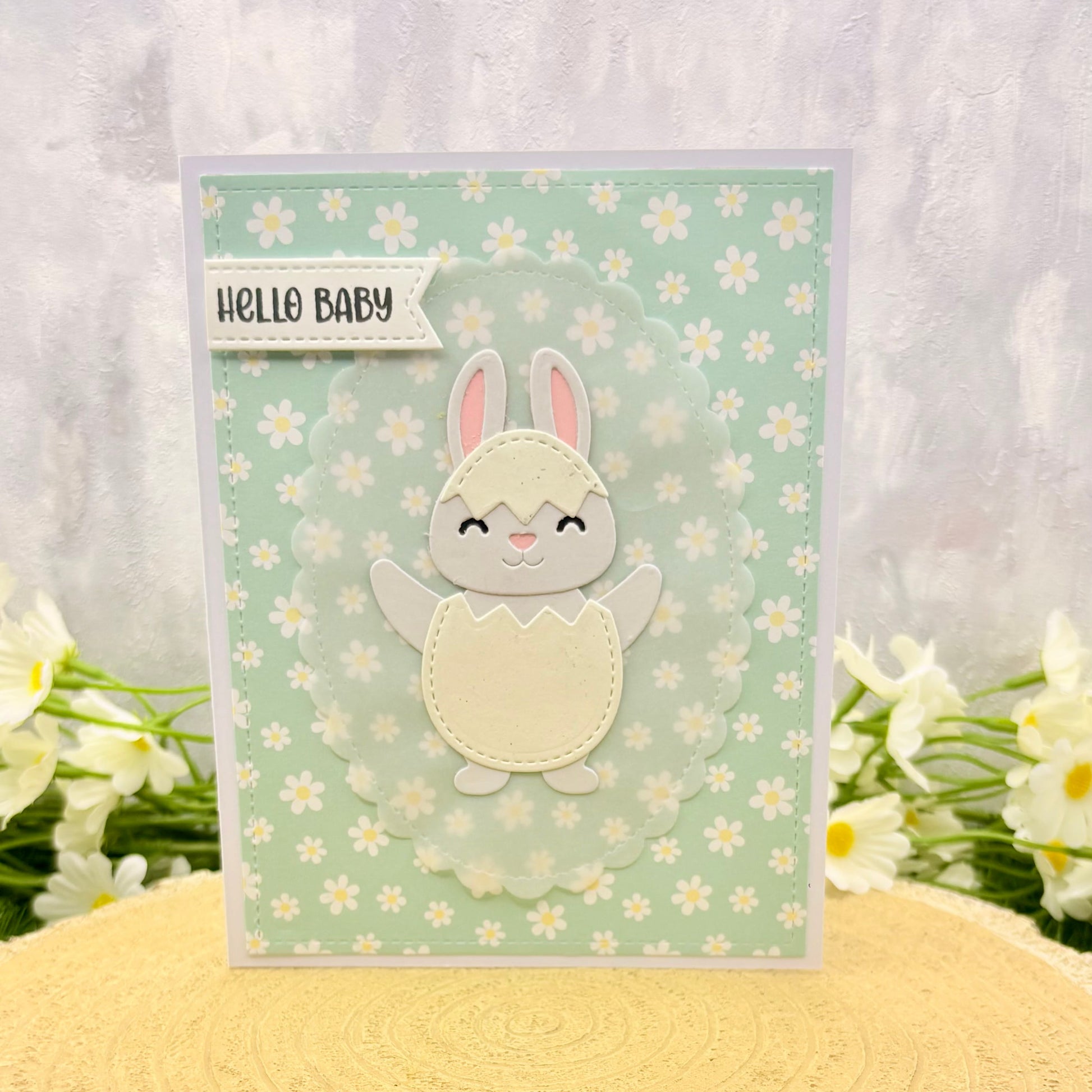 Hello Baby Boy Handmade New Baby Card