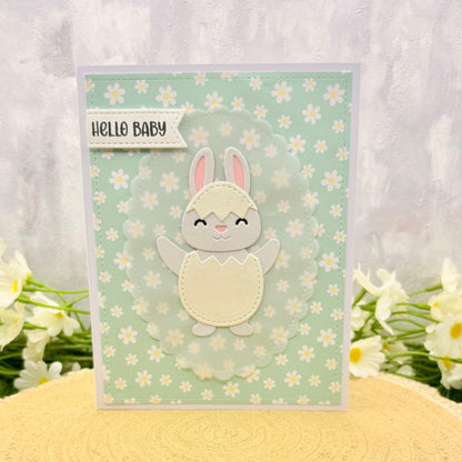 Hello Baby Boy Handmade New Baby Card