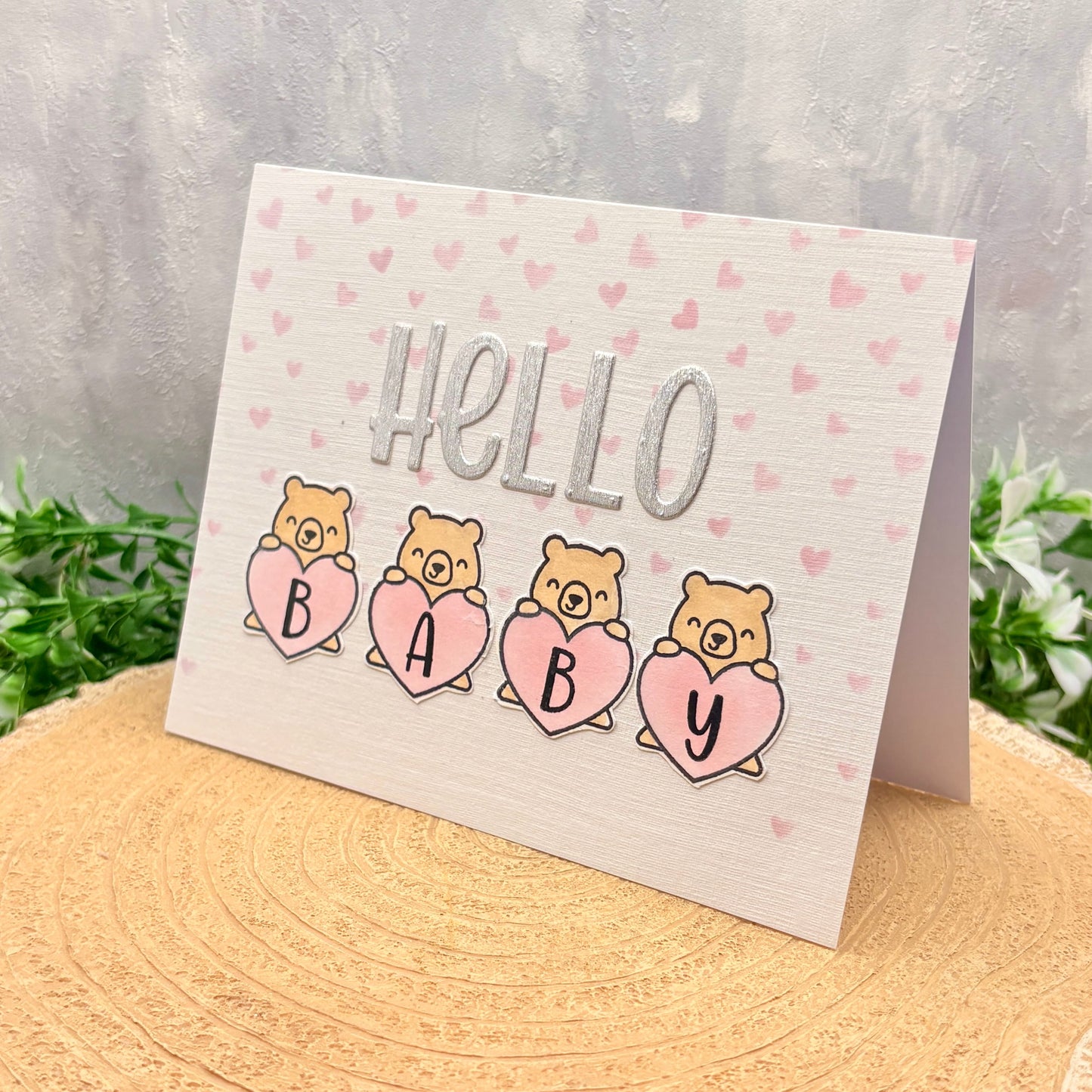 Hello Baby Girl Handmade New Baby Card-1