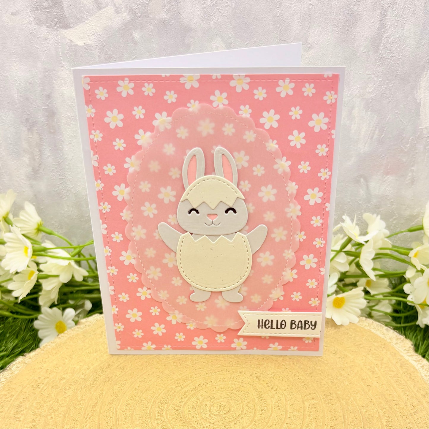 Hello Baby Girl Handmade New Baby Card-1