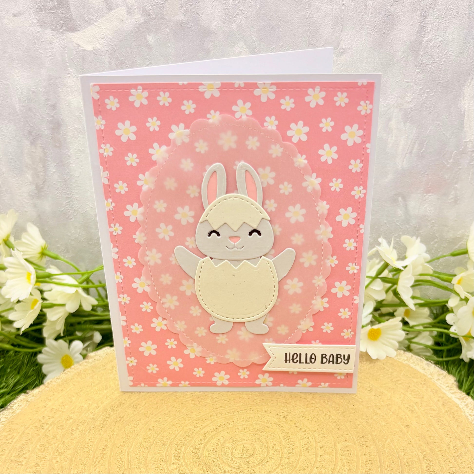 Hello Baby Girl Handmade New Baby Card-1