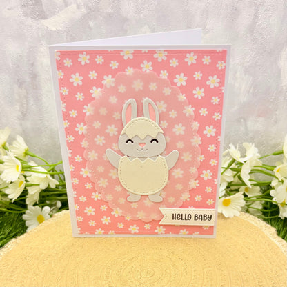 Hello Baby Girl Handmade New Baby Card-1