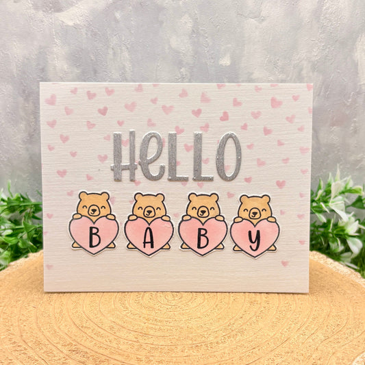 Hello Baby Girl Handmade New Baby Card