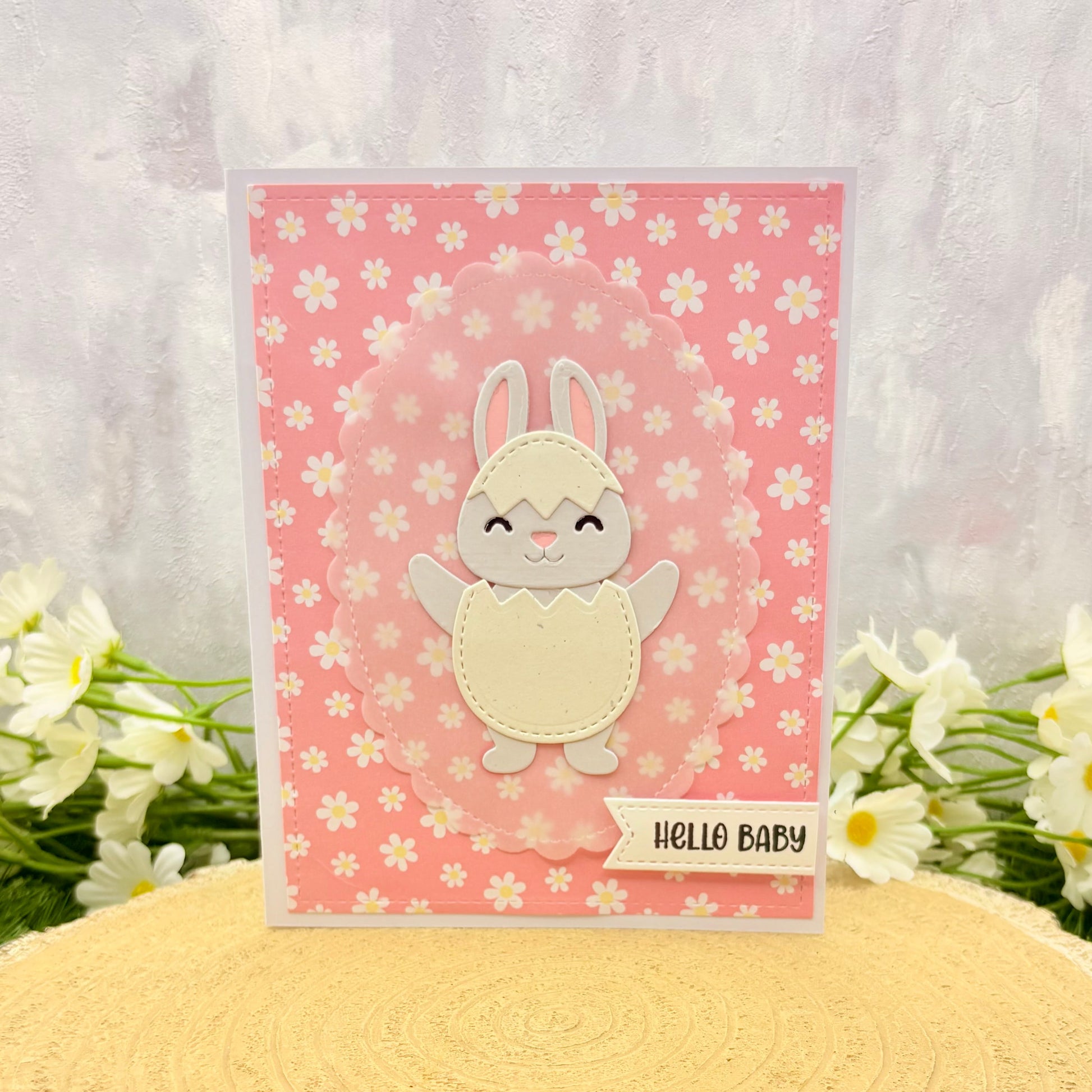 Hello Baby Girl Handmade New Baby Card