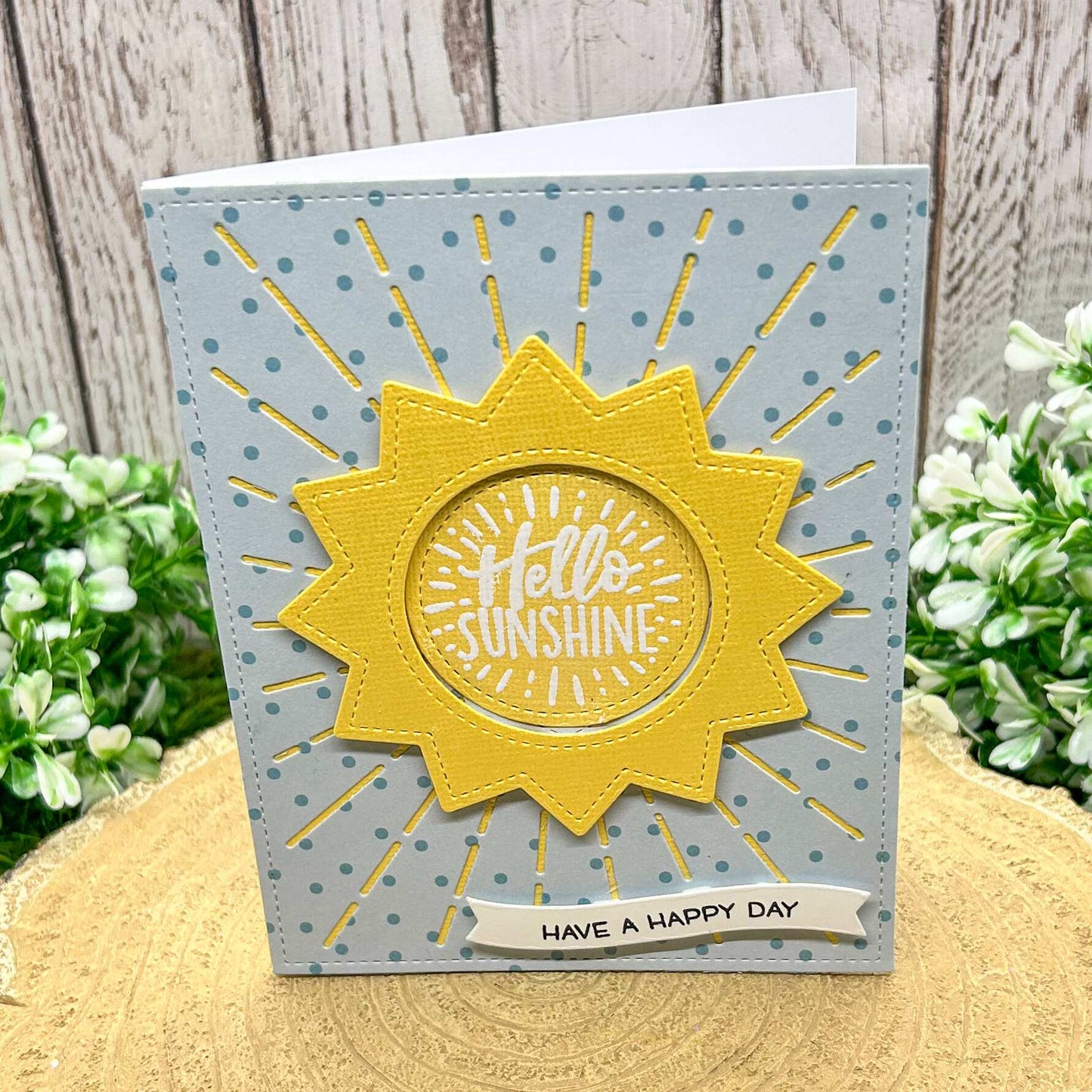 Hello Sunshine Blue & Yellow Handmade Card-1