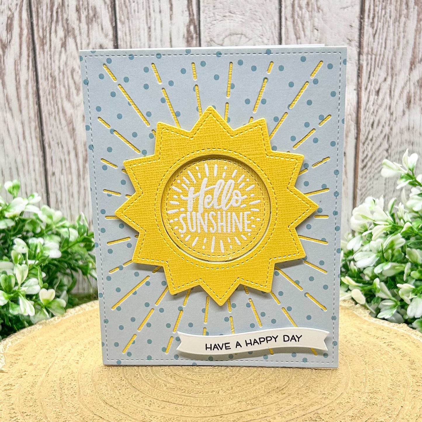 Hello Sunshine Blue & Yellow Handmade Card