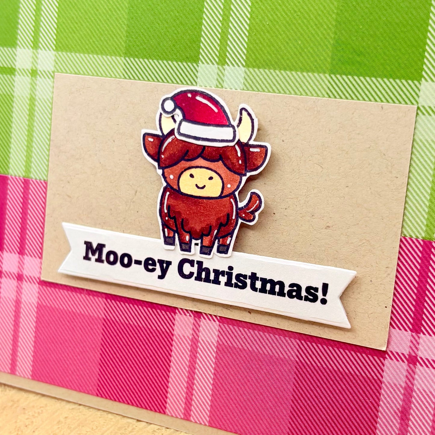Highland Cow Moo-ey Christmas Handmade Christmas Card-2