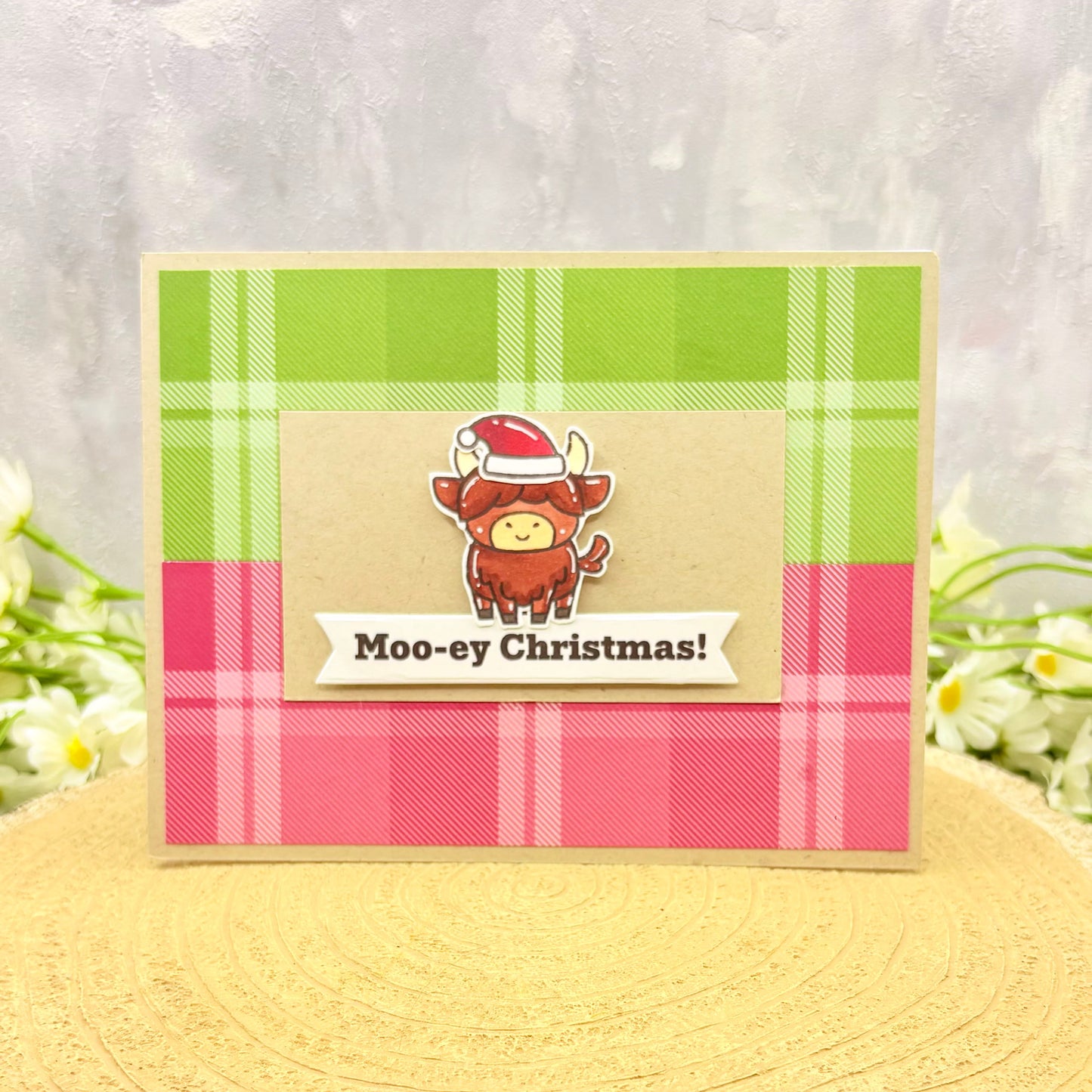 Highland Cow Moo-ey Christmas Handmade Christmas Card