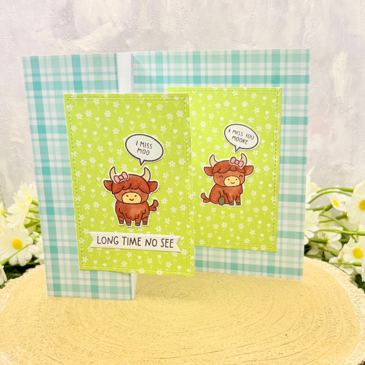 Highland Cows I Miss You Handmade Card-1