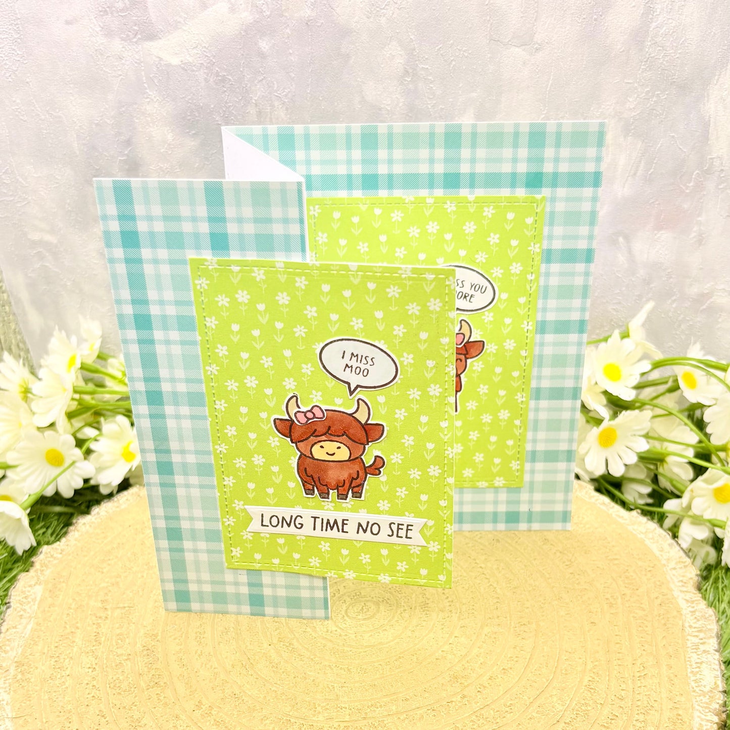 Highland Cows I Miss You Handmade Card-2