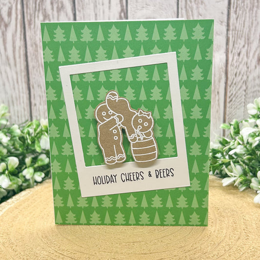 Holiday Cheers & Beers Gingerbread Funny Handmade Christmas Card