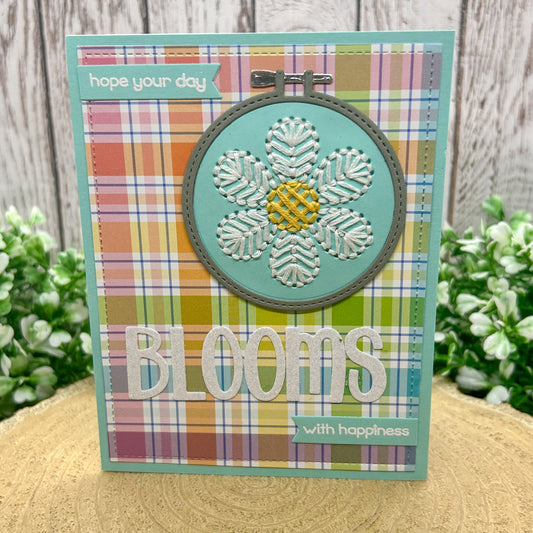Hope Your Day Blooms Cross-stitched Flower Handmade Card