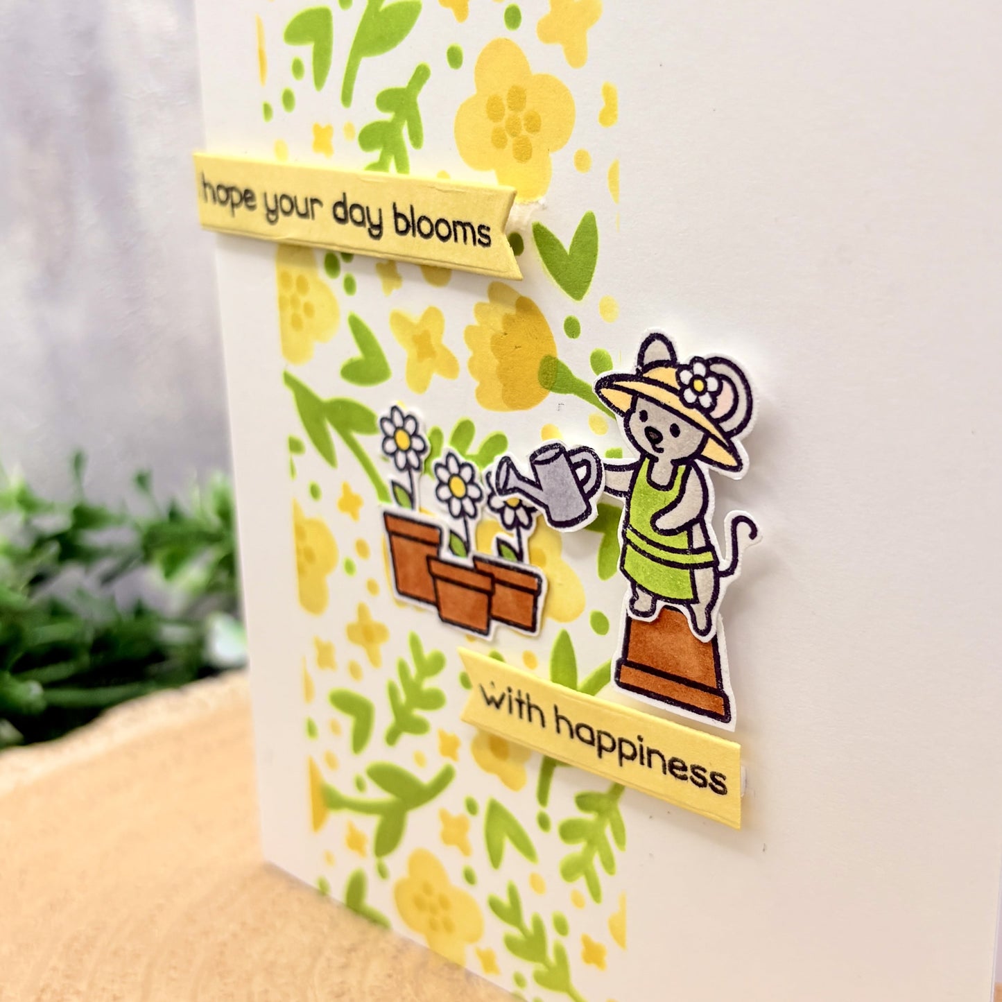 Hope Your Day Blooms Gardening Mouse Handmade Card-2