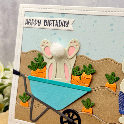 Hoppy Birthday Bunnies & Carrots Handmade Birthday Card-2