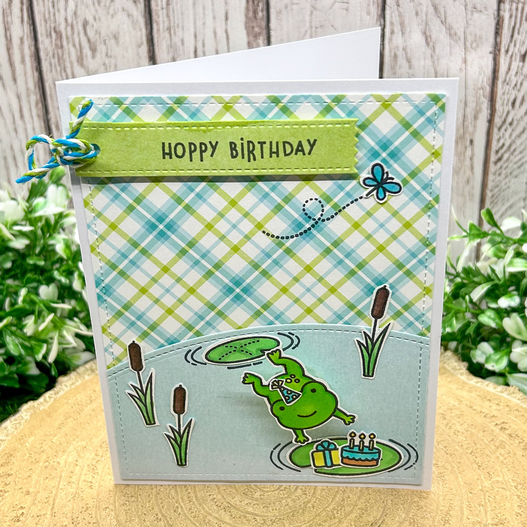 Hoppy Birthday Leaping Frog Handmade Birthday Card-1