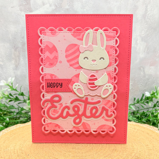 Hoppy Easter Cute Bunny Handmade Easter Card