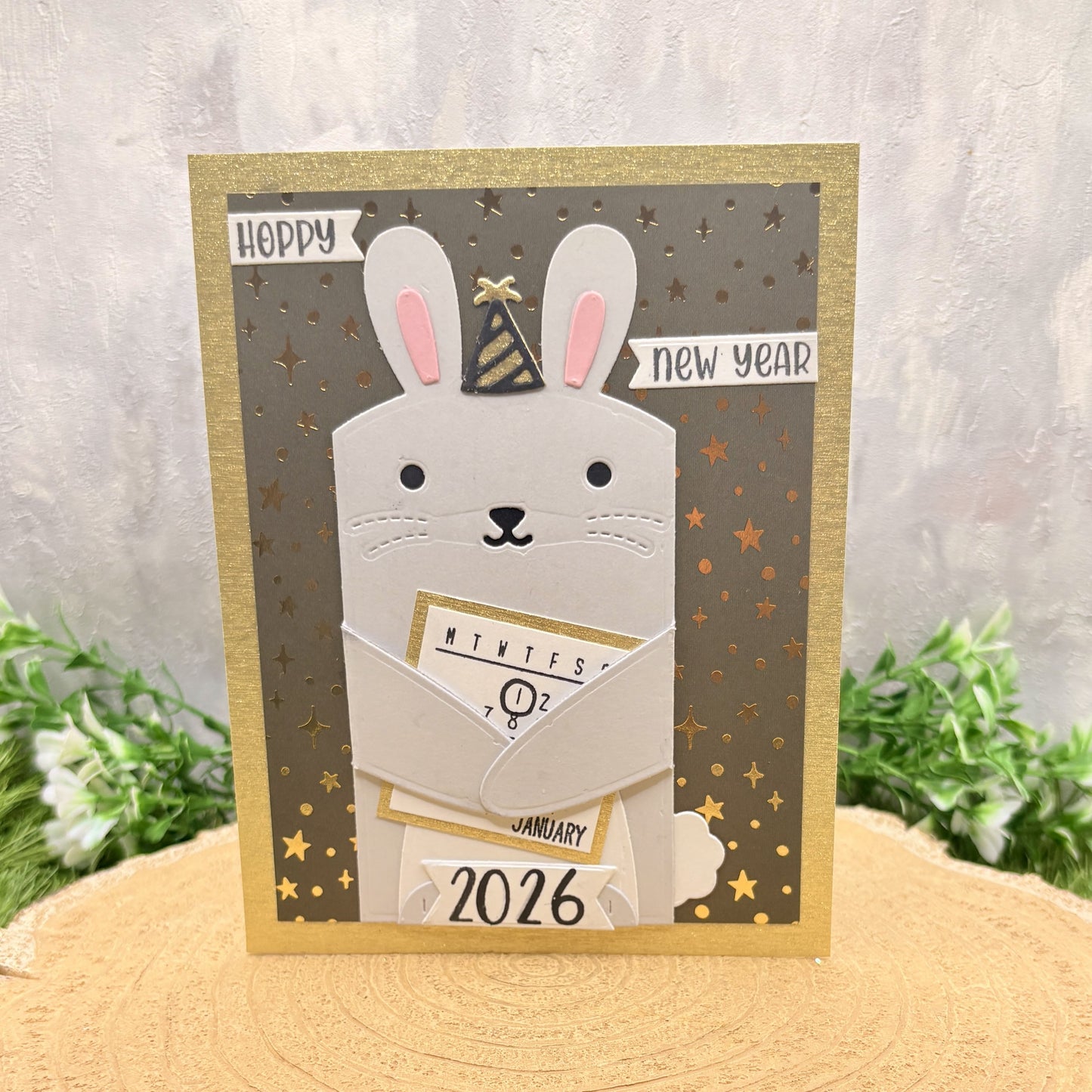 Hoppy New Year 2026 Handmade New Year Card